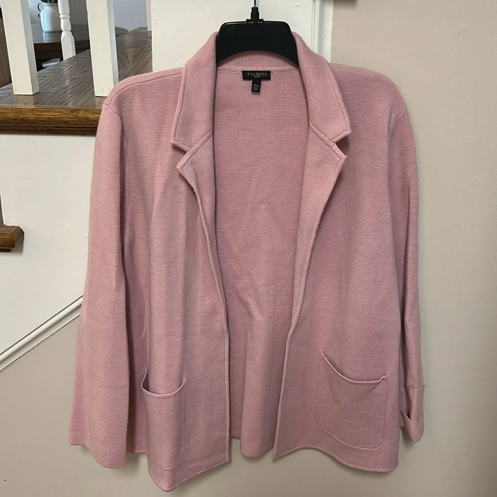 Talbots 🎊Host Pick🎉 Light Pink open cardigan blazer like new - Picture 4 of 16
